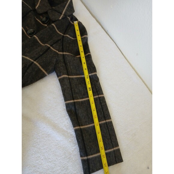 Zara Womens Short Coat XS Gray Checked Plaid Wool Blend 2 Button Front Swing - Picture 14 of 16